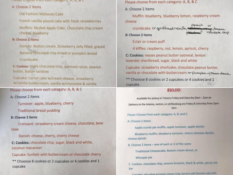 Bread & Honey Bakery Menu