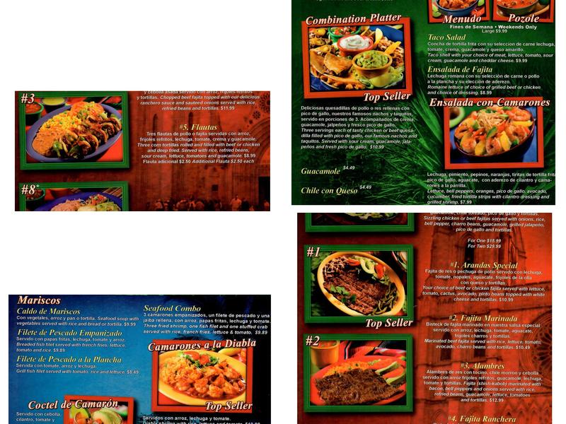 Taqueria Arandas Menu