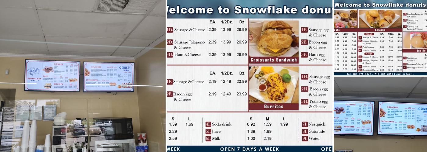 Snowflake Donuts Menu