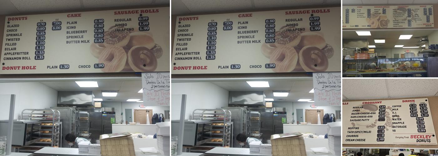 Beckley Donuts Menu