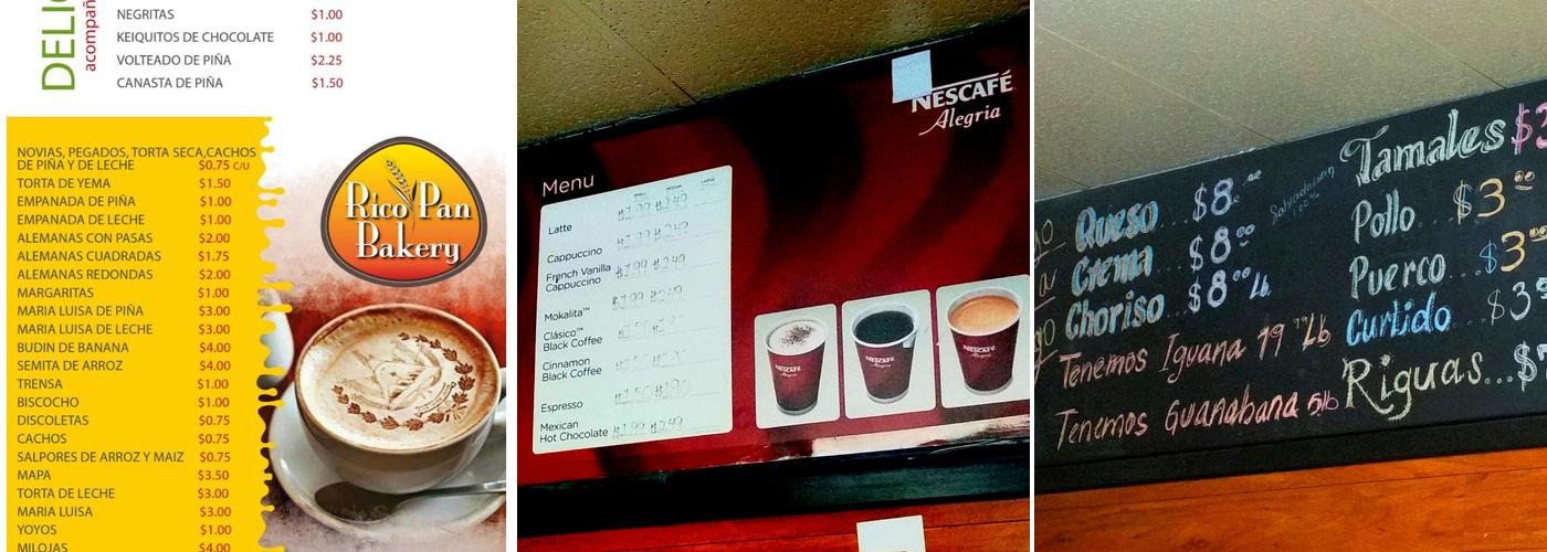 Rico Pan Bakery Salvadoreno Menu