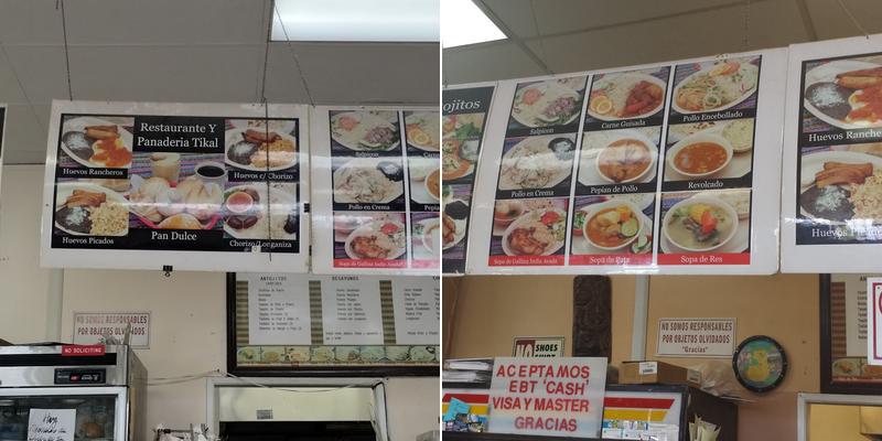 Tikal Restaurante & Panaderia Menu