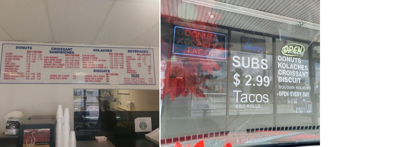 Friendly Donuts Menu