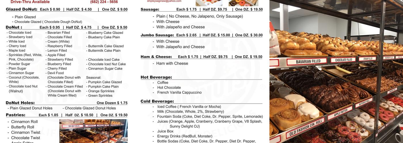 Shipley Do-Nuts Menu