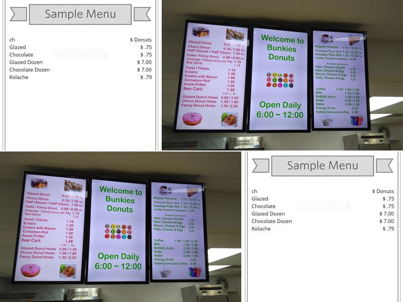 Bunkies Donut Menu