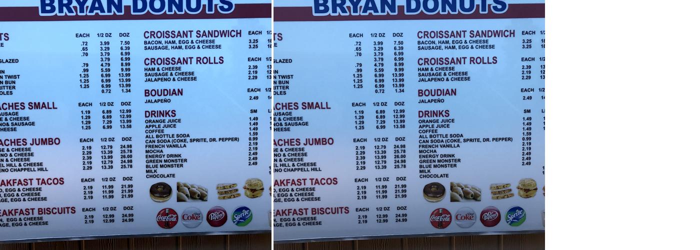 Bryan Donut Menu