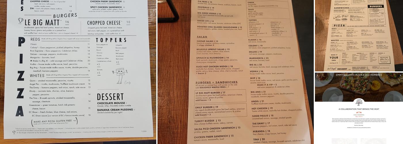 Emmy Squared Pizza: Shaw Menu