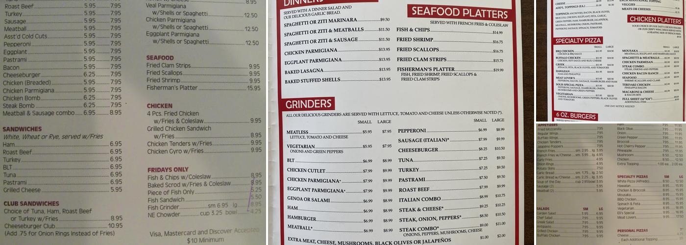 Solis Pizza Restaurant Menu
