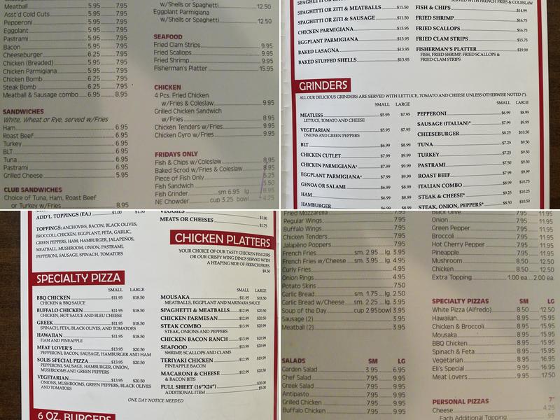 Solis Pizza Restaurant Menu