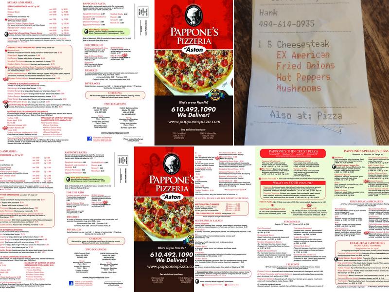 Pappone's Pizzeria Menu
