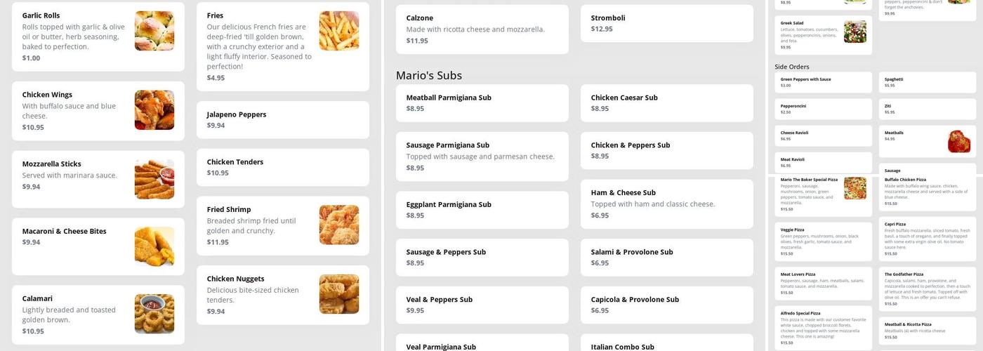 Mario the Baker Menu