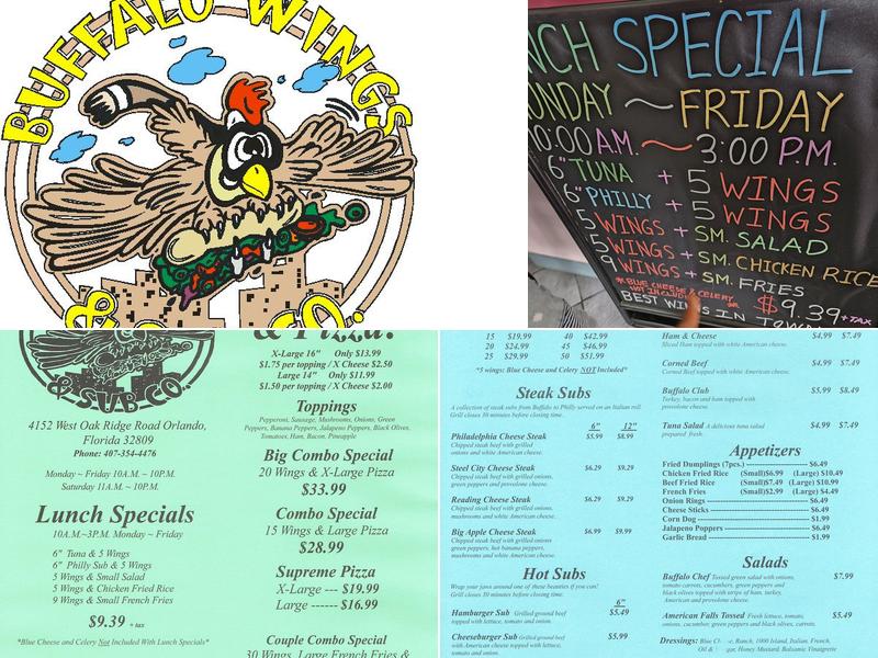 Buffalo Wings & Subs Co Menu