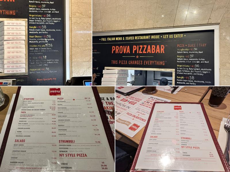 Prova Pizzabar Menu