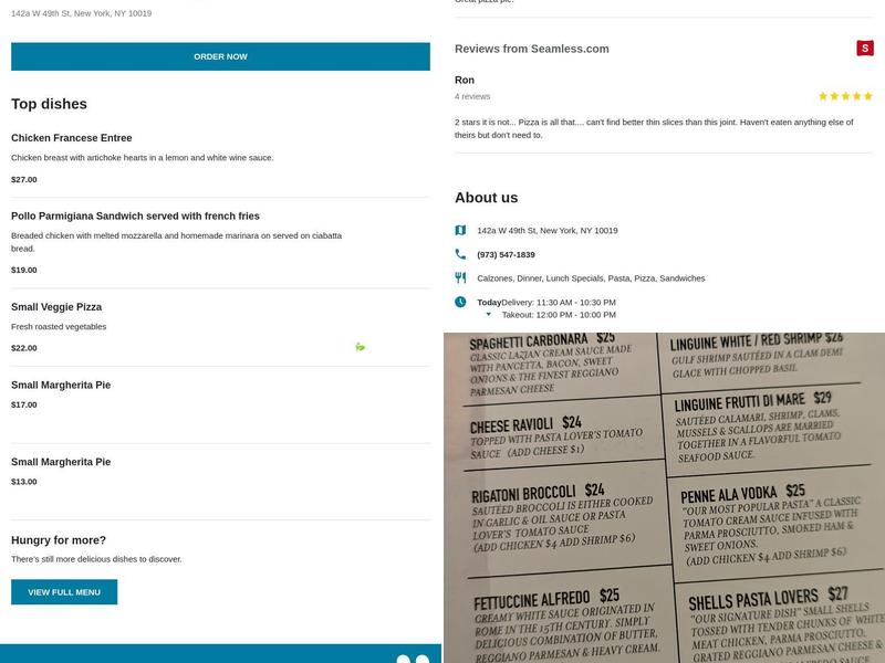 Acerra Brick Oven Pizza Menu