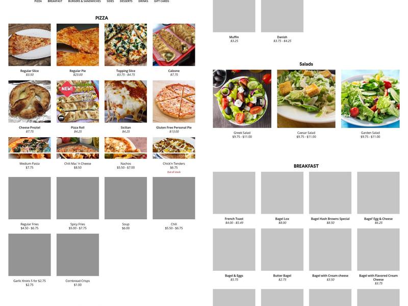 Lake Como Pizza Menu