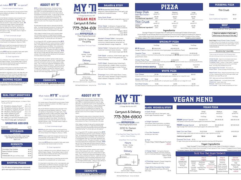 My Pi Pizza Menu