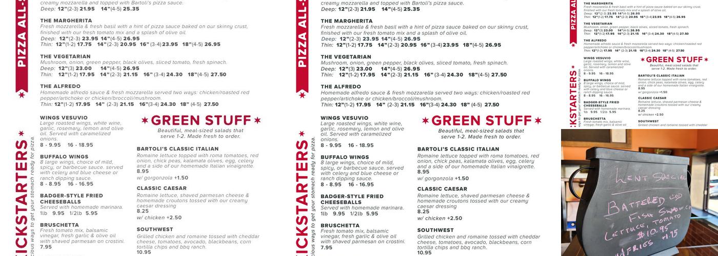 Bartoli's Pizzeria & Catering - West Town Menu