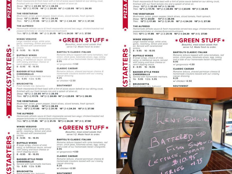 Bartoli's Pizzeria & Catering - West Town Menu