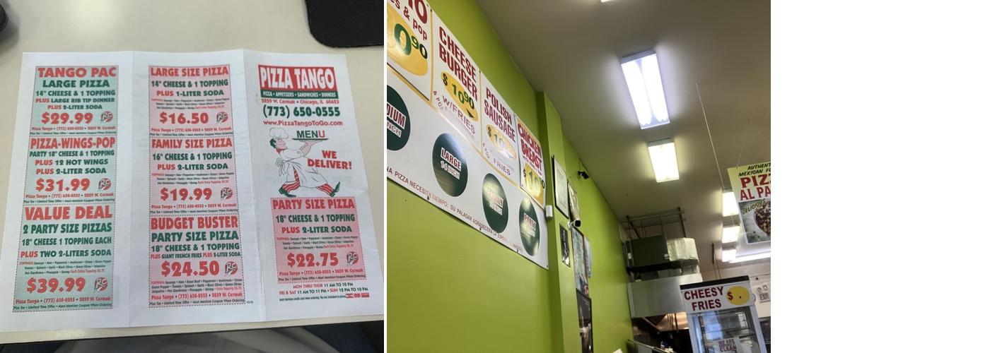 Pizza Tango Menu