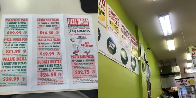 Pizza Tango Menu