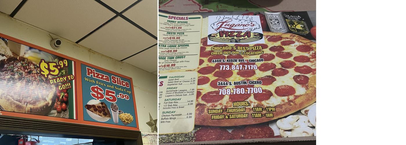 Lugano's Pizza Menu