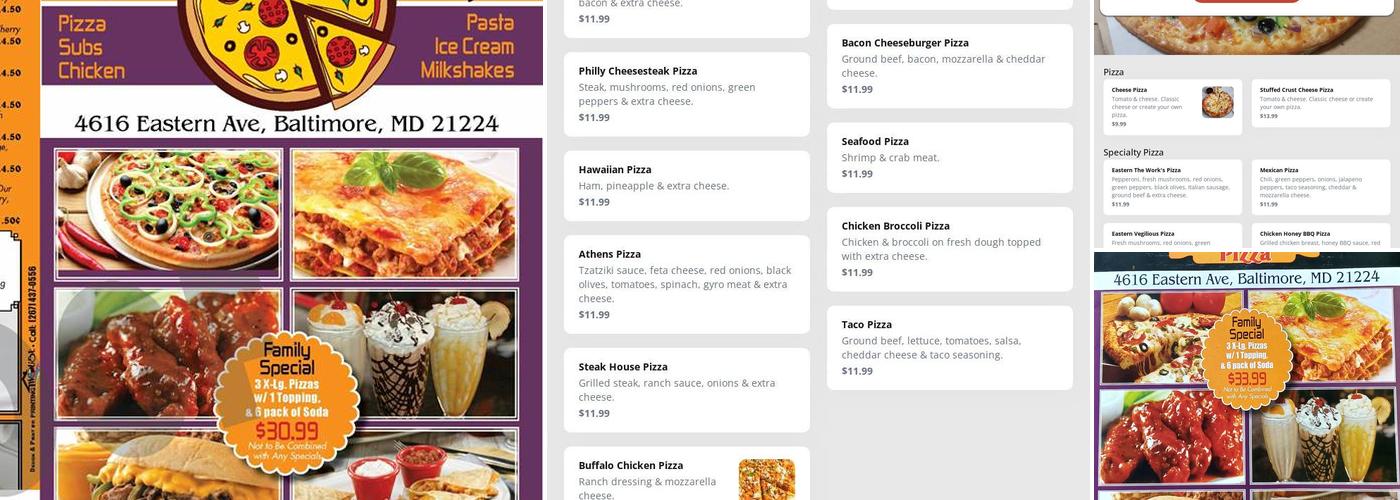 Eastern Pizza Menu