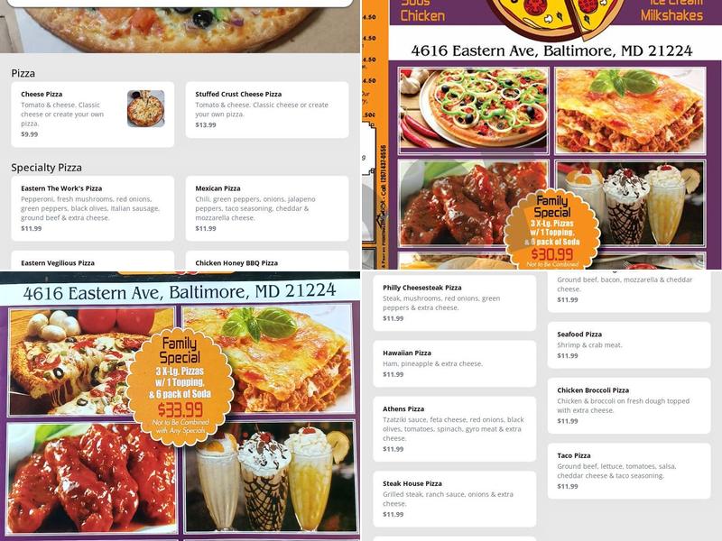 Eastern Pizza Menu