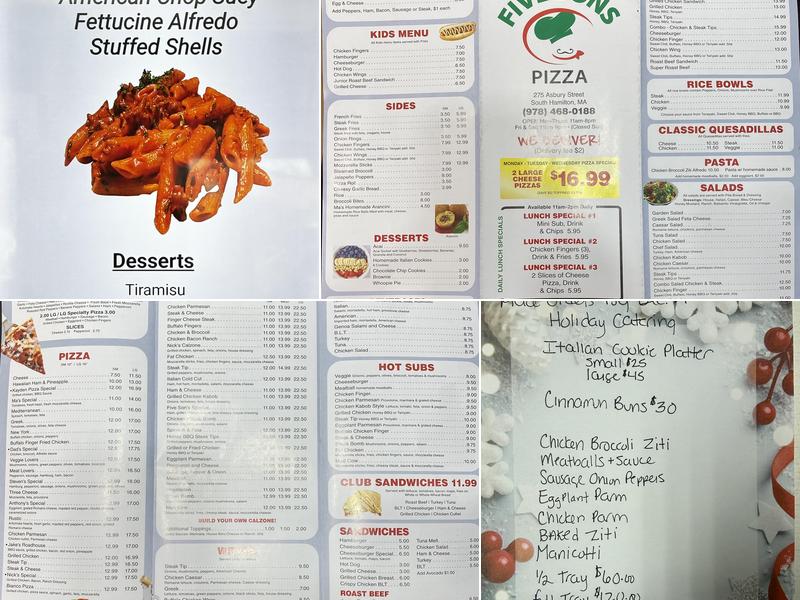 Five Sons Pizza Menu