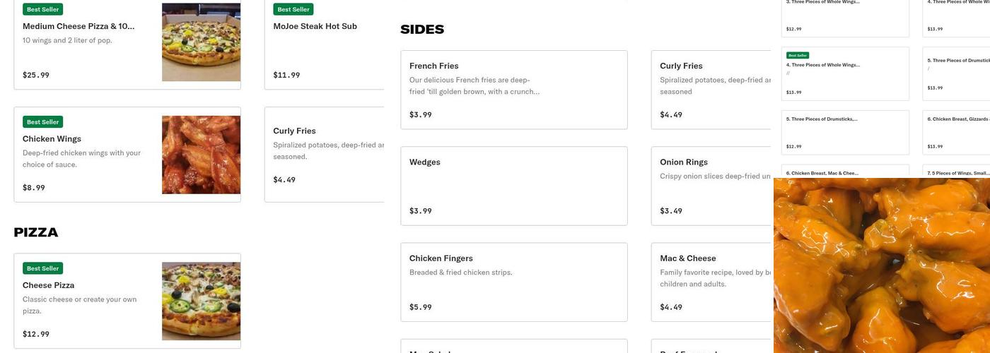 Mojoe's Take Out Menu