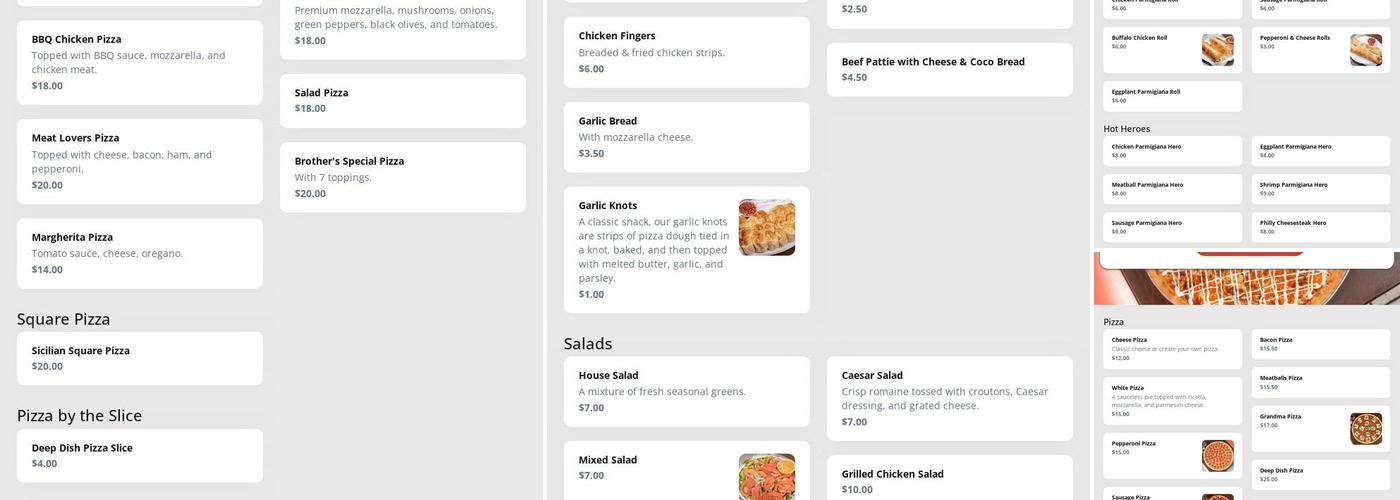 Kingsbridge Pizza Menu