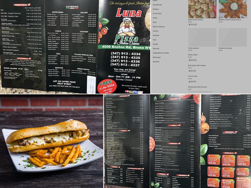 Luna Pizza & Italian Cuisine Menu
