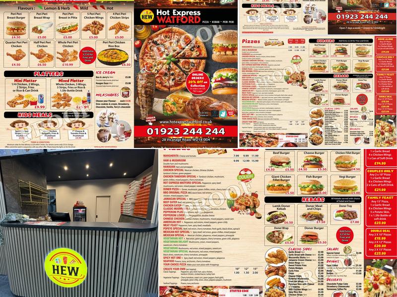 Hot Express watford Menu