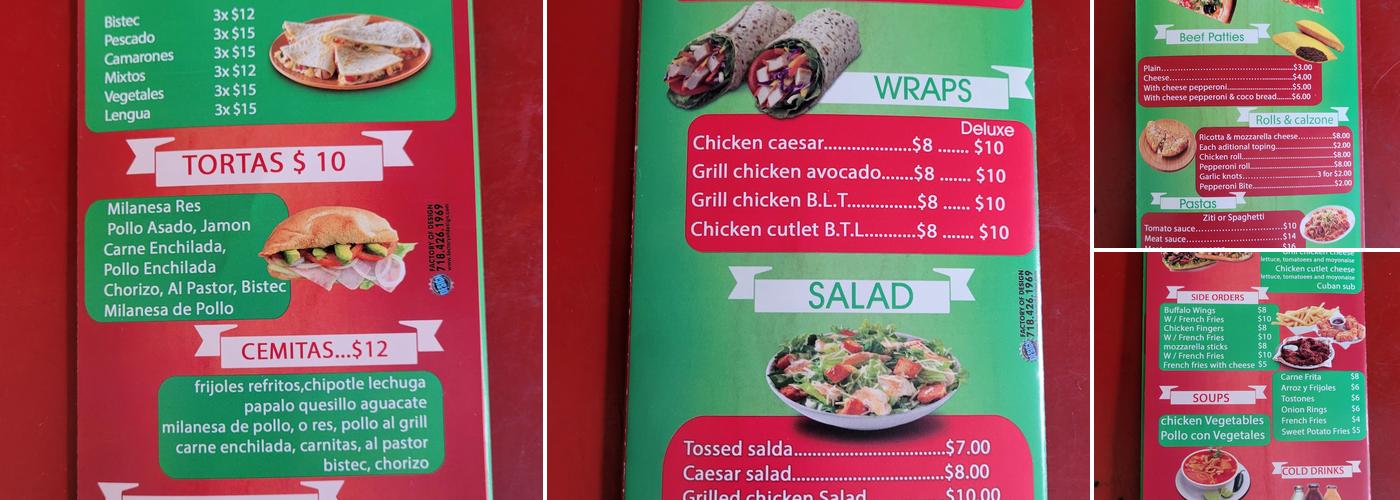 Tepango's Menu