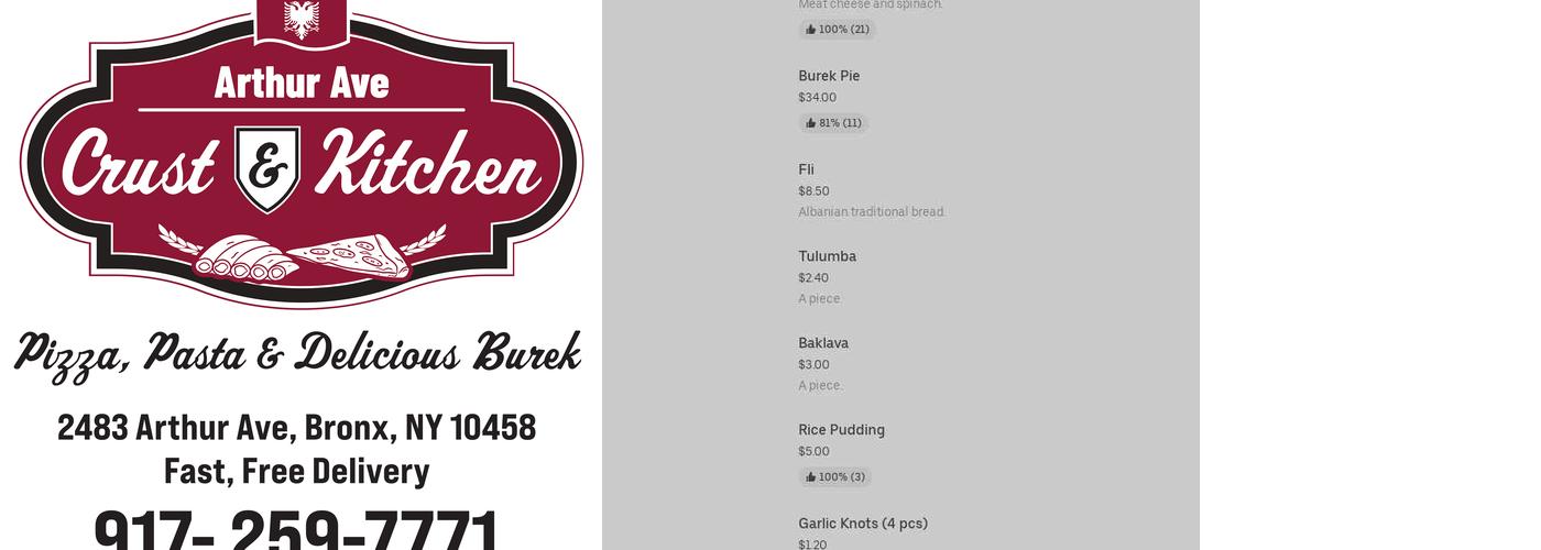 Tony & Tina's Pizzeria Menu