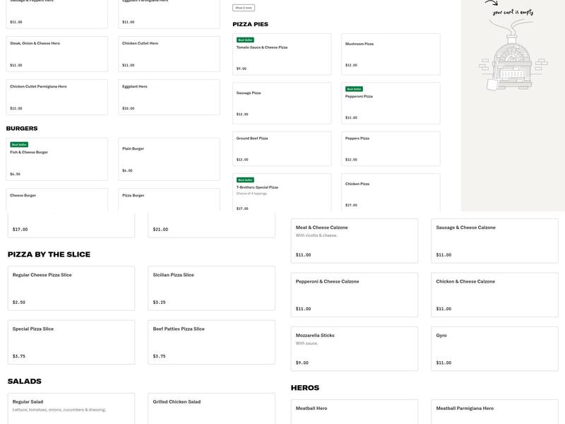 Tetaj Brothers Pizzeria Menu