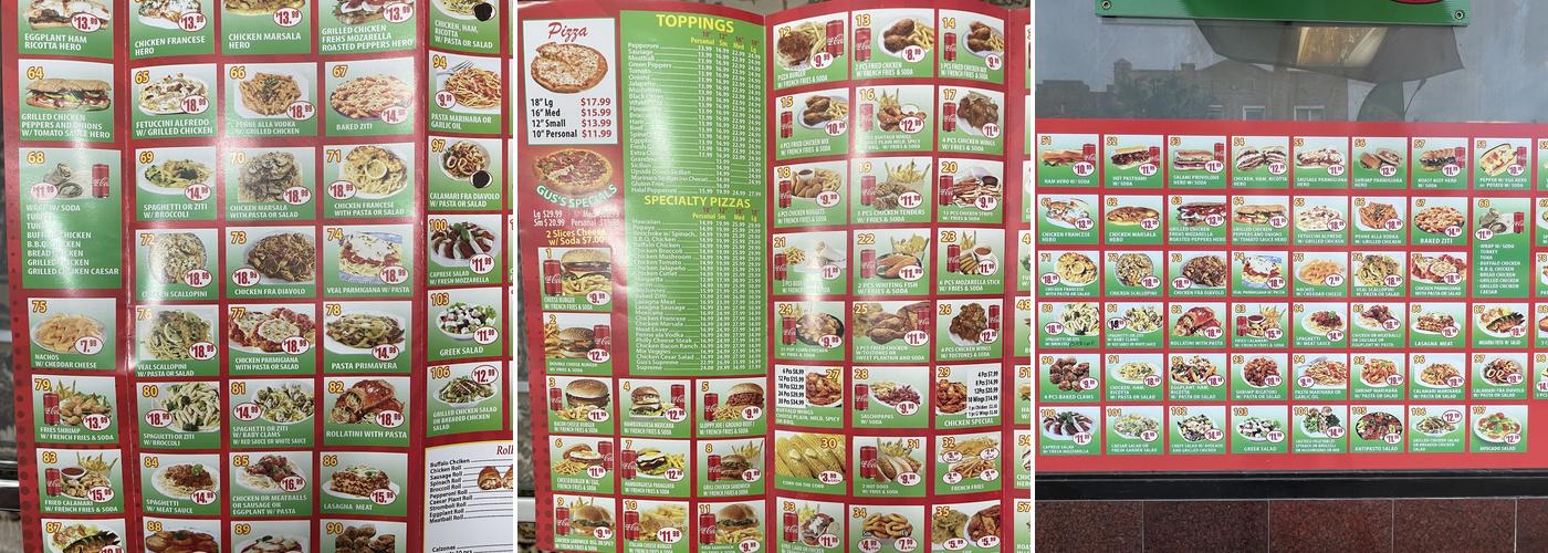 Gus's Pizzeria Menu