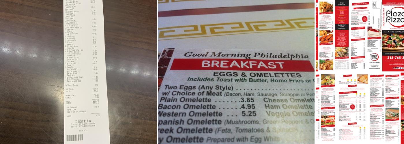 Plaza Pizza and Grill Menu