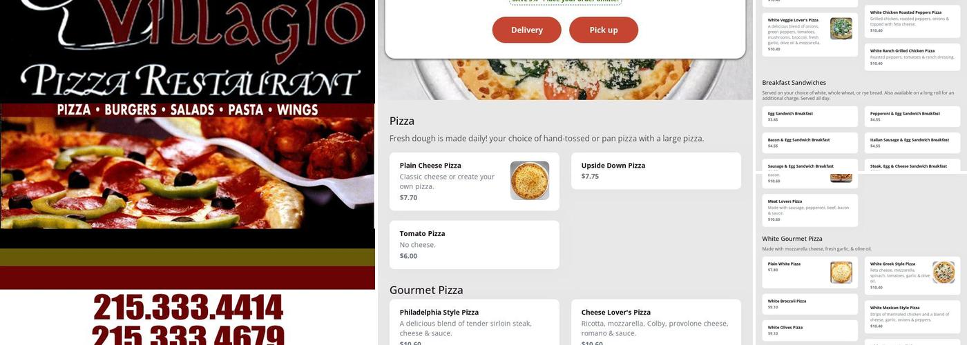 Villagio Pizza Menu