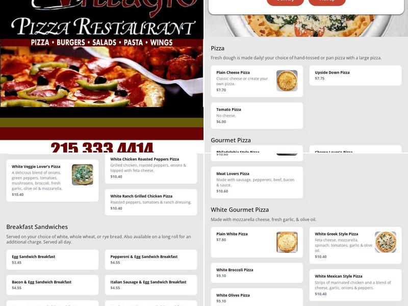 Villagio Pizza Menu