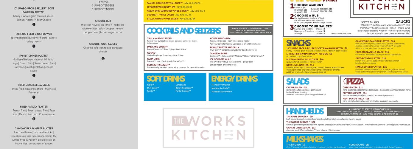 GameWorks Las Vegas at Town Square Menu