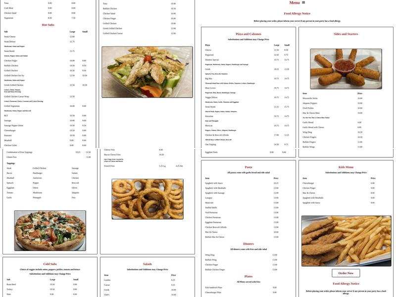 Dimitris Pizza - Weare Menu