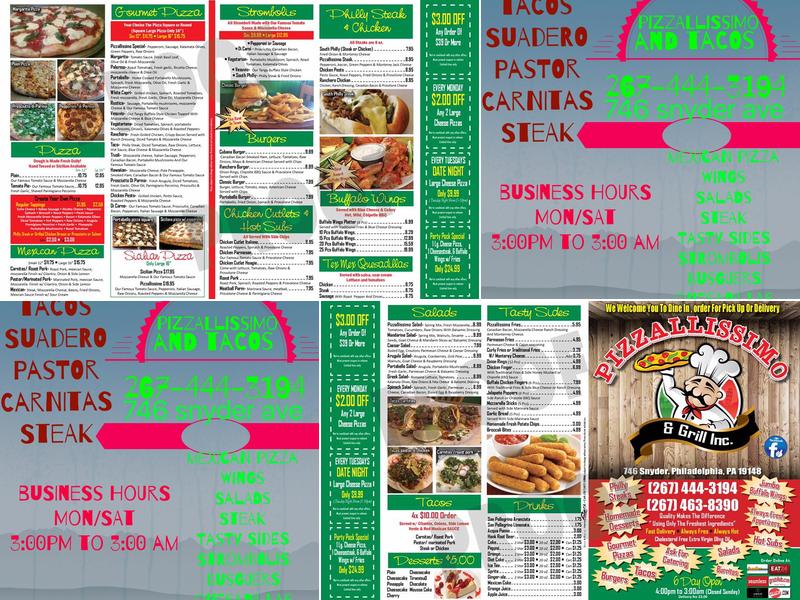 Pizzallissimo & Grill Menu