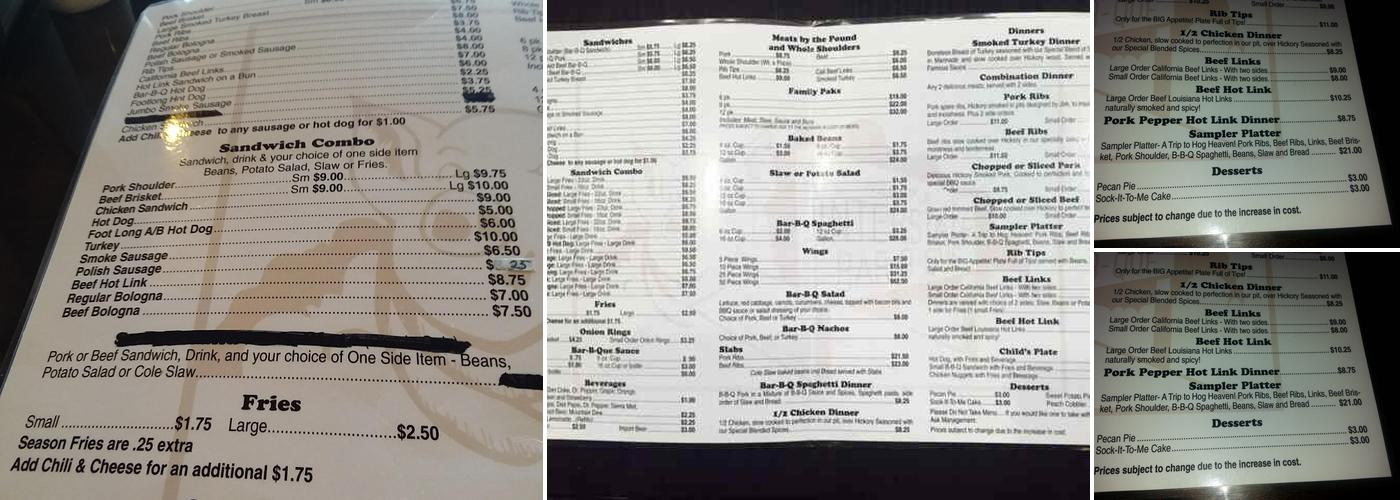 NEELY'S INTERSTATE BBQ Menu