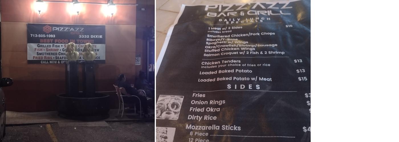 Pizzazz Menu