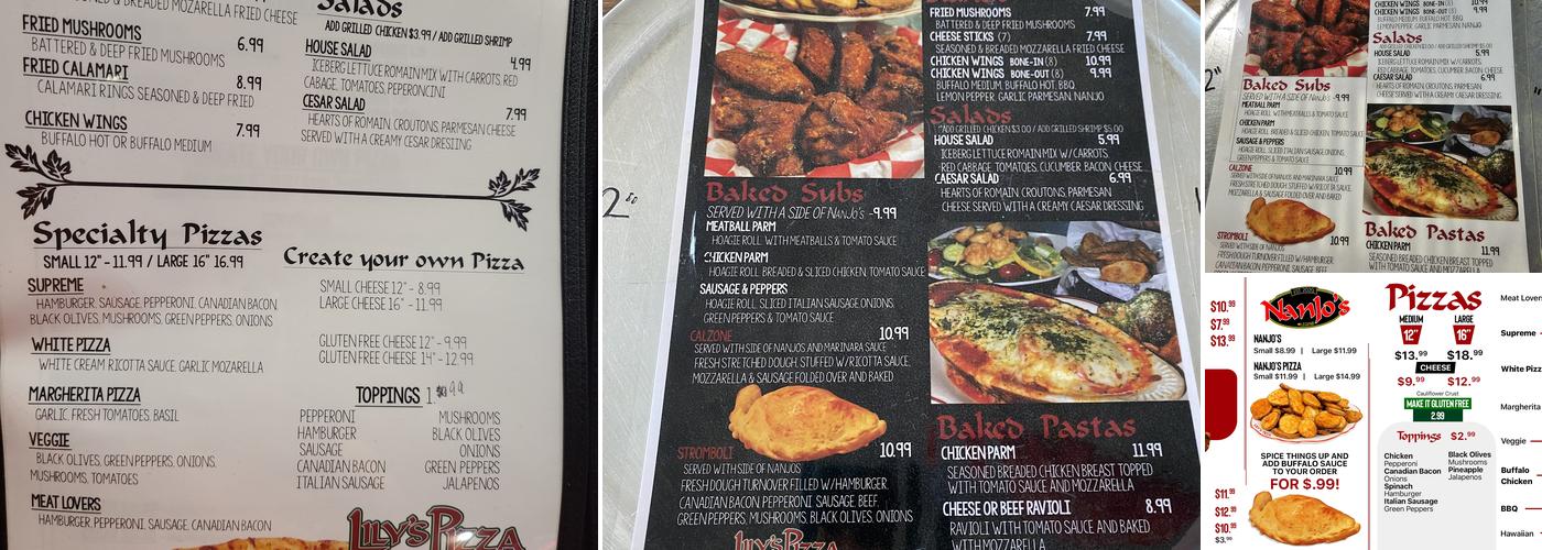 Lily's Pizza Menu