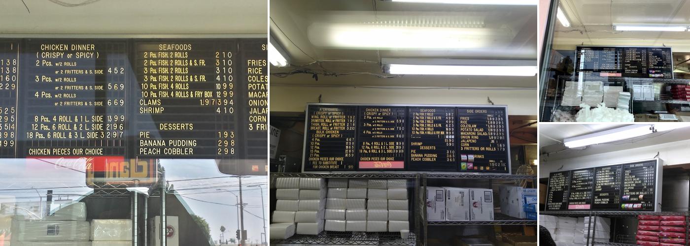 Jim Dandy Fried Chicken Menu