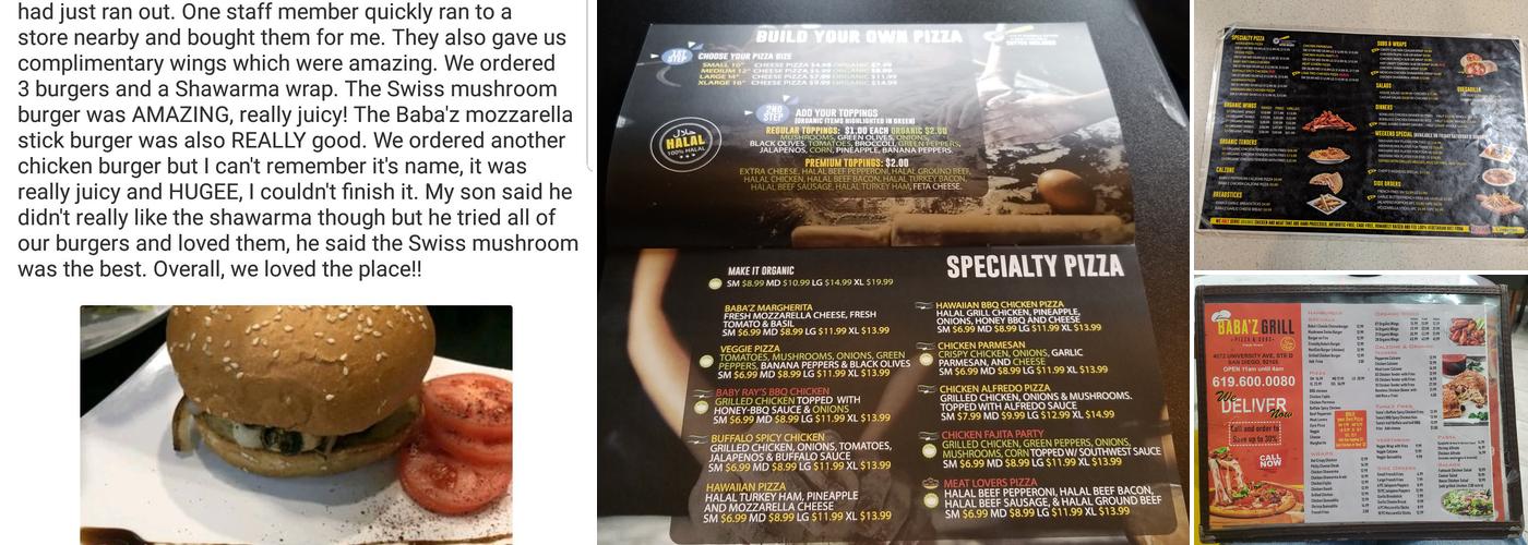 Babaz Grill Pizza & Subs Menu