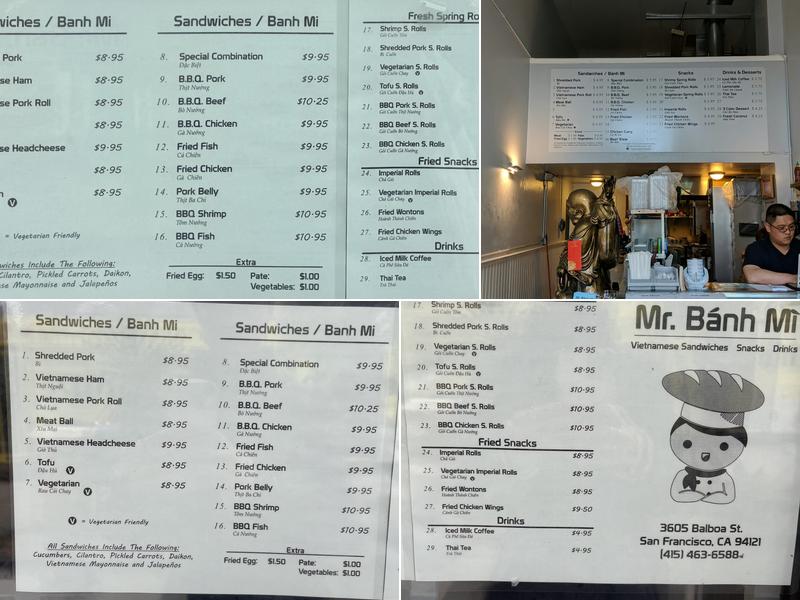 Mr. Banh Mi Menu