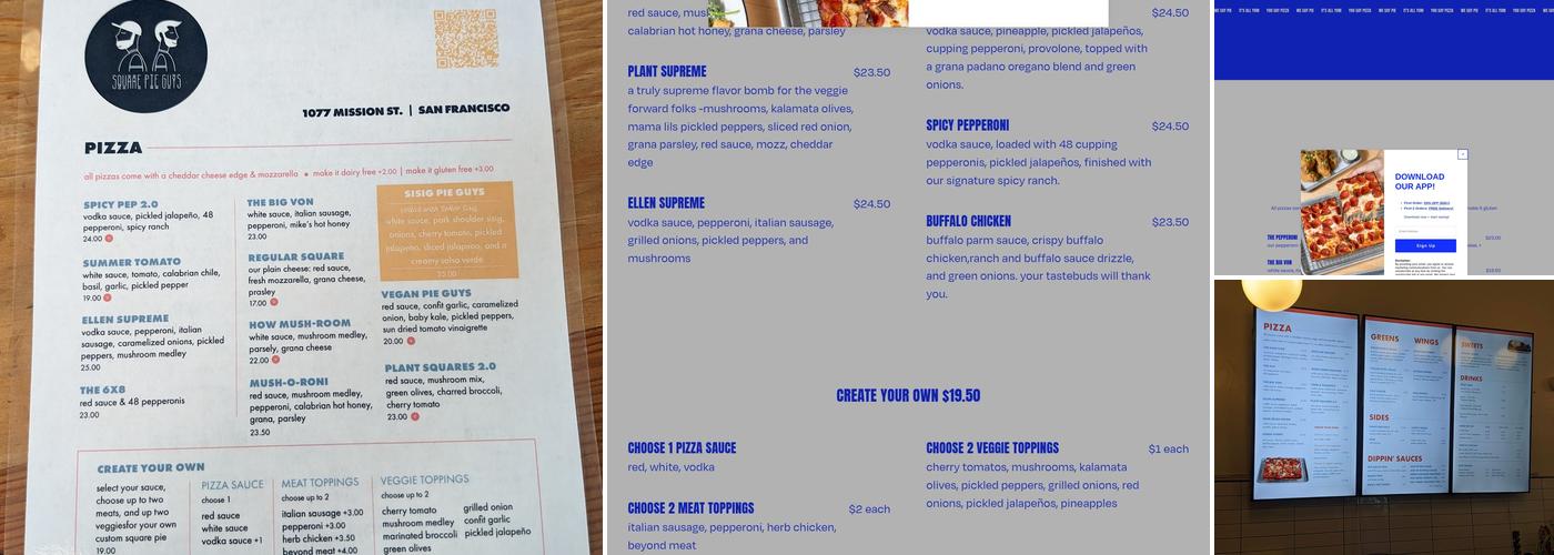 Square Pie Guys Menu