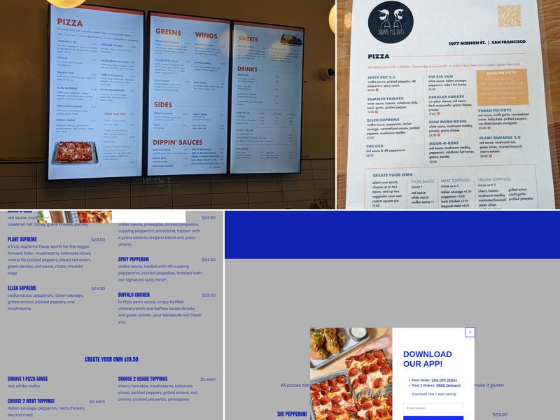 Square Pie Guys Menu